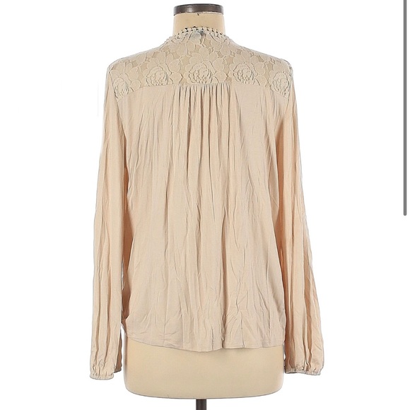 Alya boho peasant long sleeve vneck faux wrap top with embroidered lace design - Picture 2 of 6
